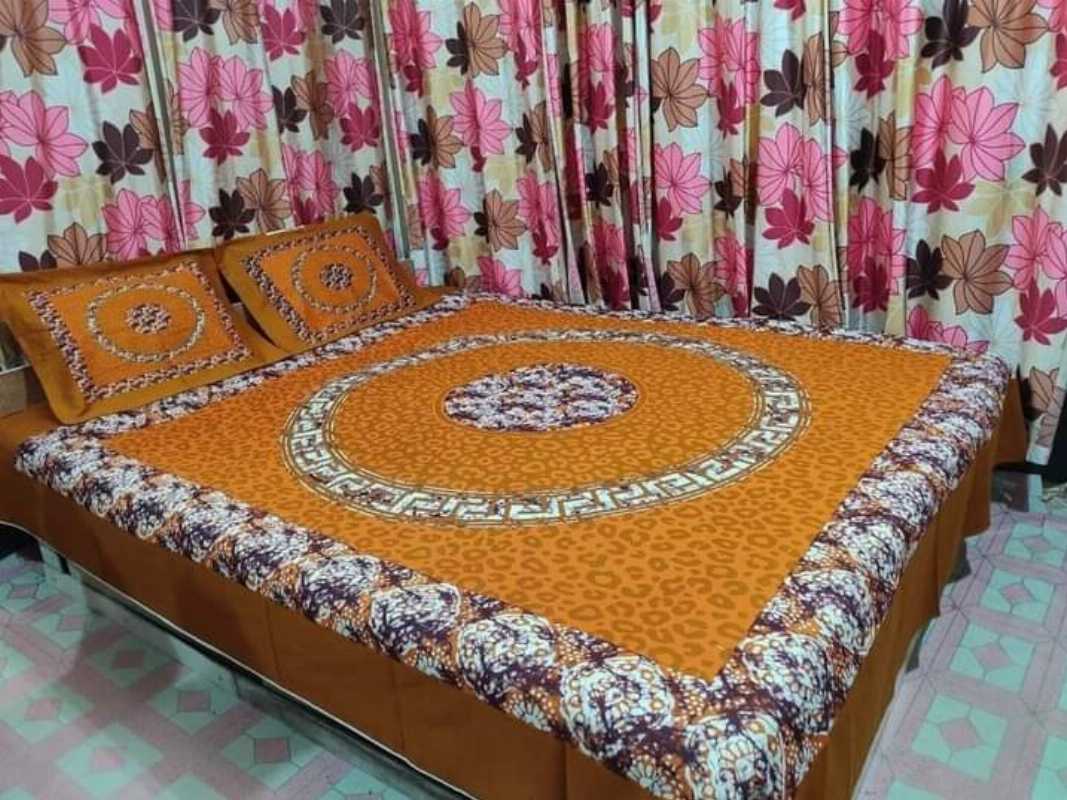 King,Size,Cotton,Bedsheet,with,Matching,Pillow,covers