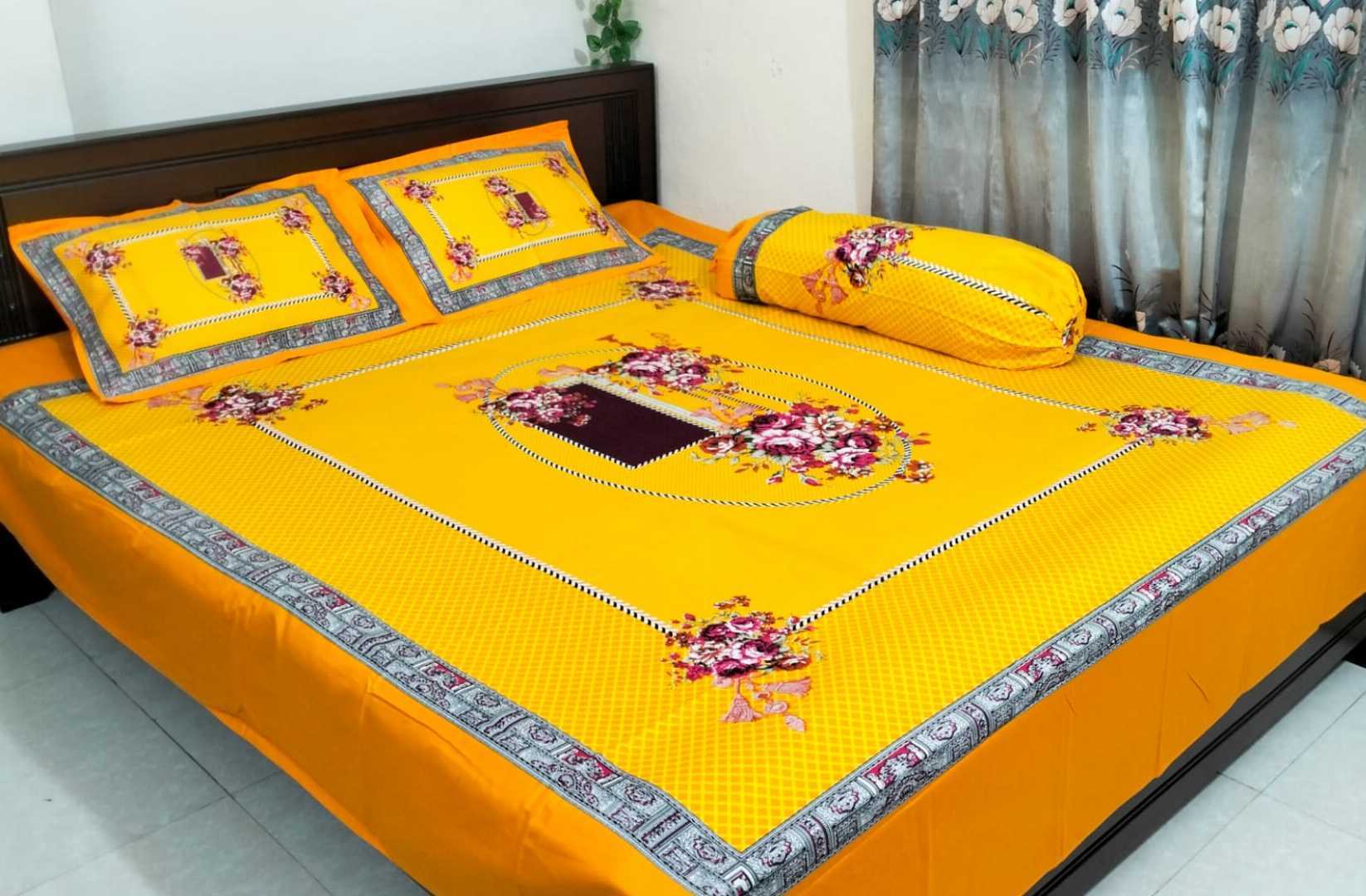 100%,Cotton,Multicolor,7.5,feet,by,8,feet,King,size,Bed,Sheet