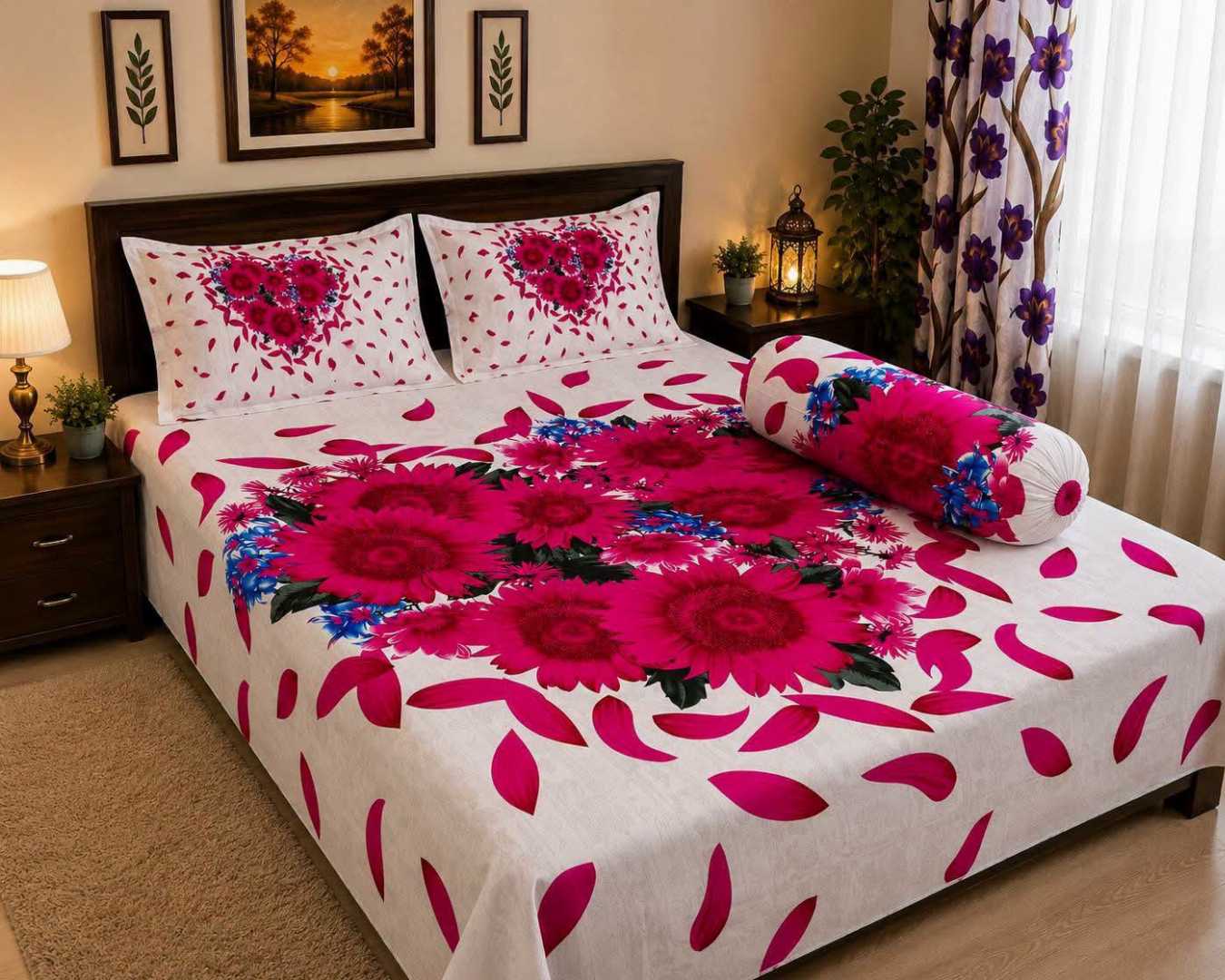 Bedsheet, 3D Bedsheet, Cotton Bedsheet, King Size Bedsheet, Premium Bedsheet, Bedroom Decor, Printed Bedsheet, Home Textile